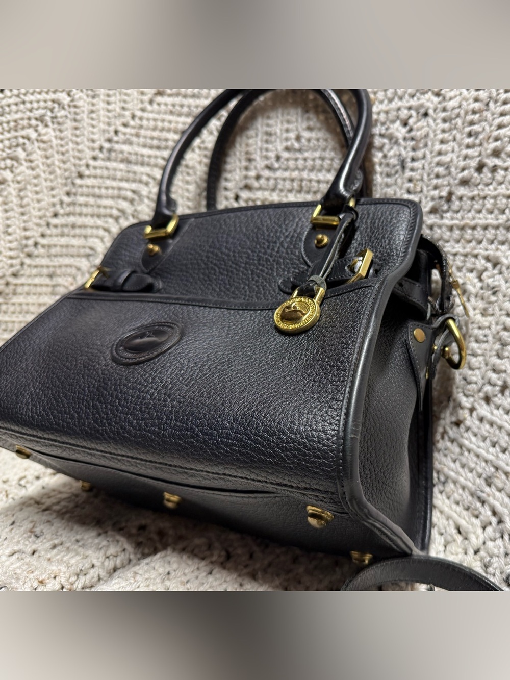 Vintage Dooney and Bourke Black Buckle Satchel Crossbody - Picture 3 of 7